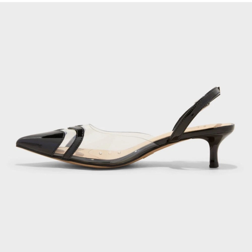 🆕👠 Eleanor Heart Slingback Heels - A New Day - 8, 9-1/2, 10 - Black - Picture 3 of 4